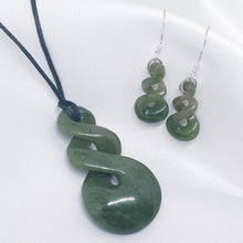 Load image into Gallery viewer, Pikoura Double Twist Pounamu Pendant & Earring Set