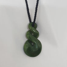 Load image into Gallery viewer, 45mm Double Twist Greenstone Pounamu Pendant - Braided Cord w. Greenstone Toggle