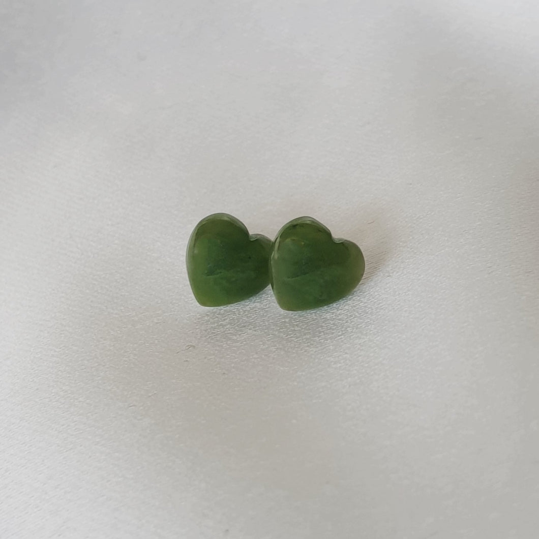 Heart Shaped Greenstone Pounamu Earrings