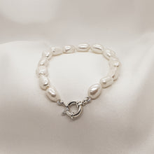 Load image into Gallery viewer, Genuine Freshwater Pearl Bracelet with Stirling Silver 12mm Bolt Ring Clasp
