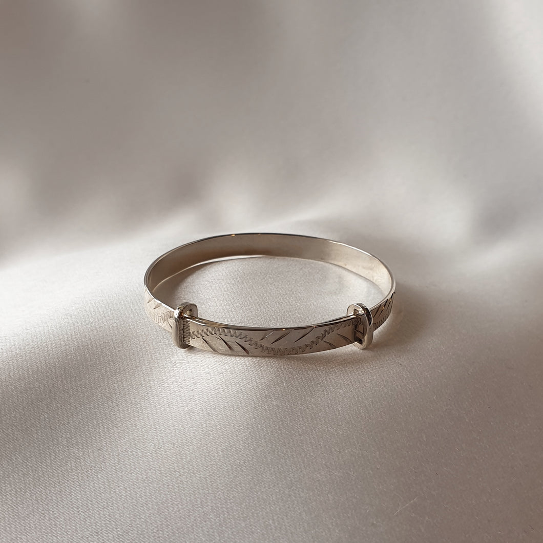 Delia Sterling Silver Engraved Baby Bangle